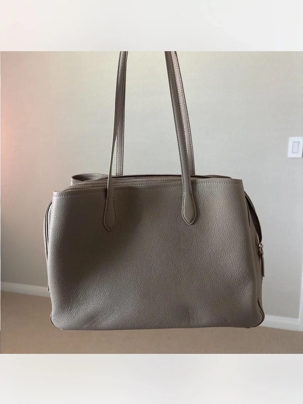 Quince Italian Leather Triple Compartment Work Tote - Picture 5 of 8
